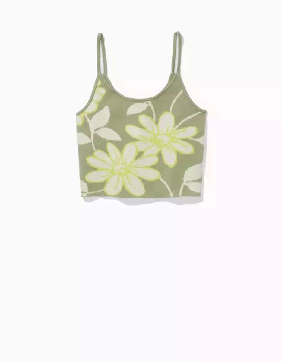 Chandails American Eagle AE Cropped Floral Tank Top Vert Femme | IHF-64850113